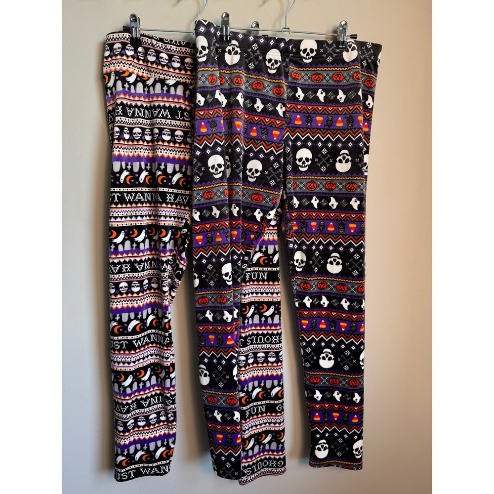 No Boundaries Halloween Legging XL Lot of 2 Skulls Ghosts Pumpkin Spooky Festive